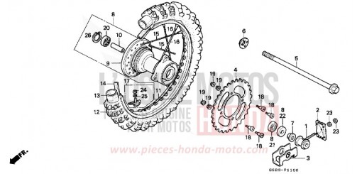 REAR WHEEL (CR80RL/RM) CR80RL de 1990